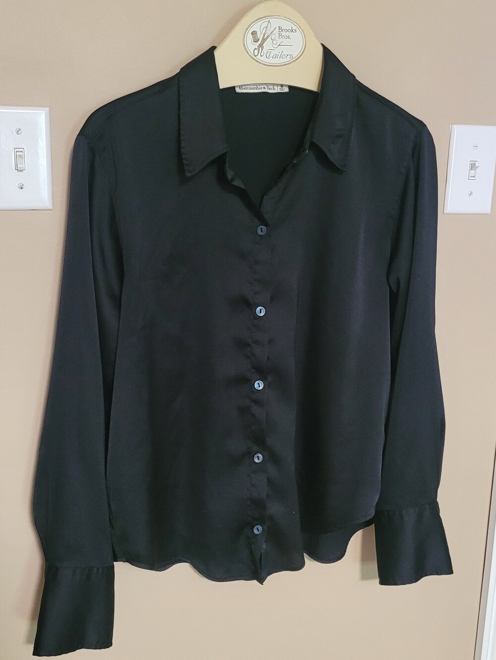 Silky Black Button-Up Blouse